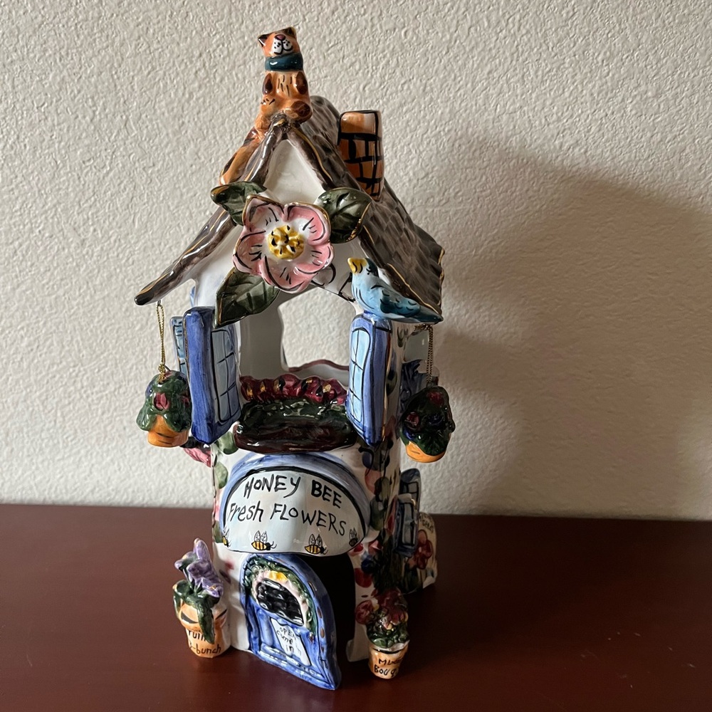 Vtg Blue Sky Pottery Candle holder  12 1/2” tall